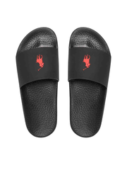RALPH LAUREN Signature Pony Slides Black/Red