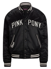 RALPH LAUREN Pink Pony Satin Baseball Jacket Black