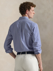 RALPH LAUREN Slim Fit Striped Stretch Poplin Shirt Blue/White Bengal Stripe