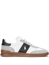 RALPH LAUREN Heritage Area Leather-Suede Sneakers White/Black/Soft Grey