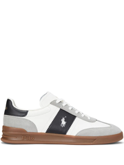 RALPH LAUREN Heritage Area Leather-Suede Sneakers White/Black/Soft Grey