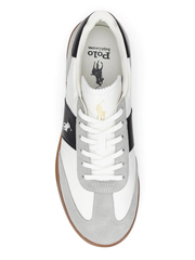 RALPH LAUREN Heritage Area Leather-Suede Sneakers White/Black/Soft Grey