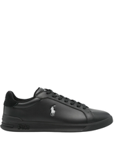 RALPH LAUREN Heritage Court II Leather Sneakers Black/Soft Grey