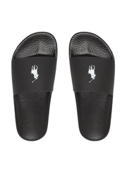 RALPH LAUREN Signature Pony Slides Black/White