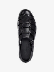 RALPH LAUREN Leather Fisherman Sandals Black