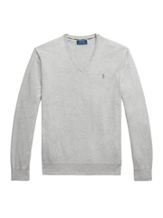 RALPH LAUREN Slim Fit Cotton V-Neck Jumper Andover Heather