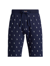 RALPH LAUREN Allover Pony Cotton Jersey Sleep Shorts Cruise Navy