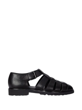 RALPH LAUREN Leather Fisherman Sandals Black