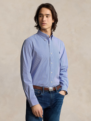 RALPH LAUREN Custom Fit Stretch Poplin Shirt Blue/White Hairline