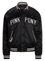RALPH LAUREN Pink Pony Satin Baseball Jacket Black