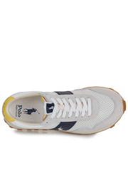 RALPH LAUREN PRL Trail 125 Suede & Mesh Sneakers Off White/Navy/Yellow